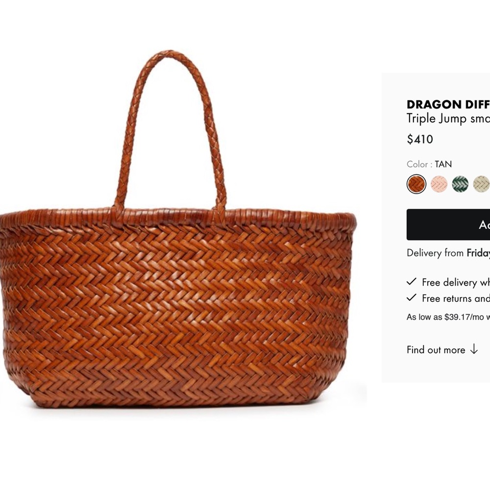 Dragon Diffusion Tan Woven Leather Tote Bag